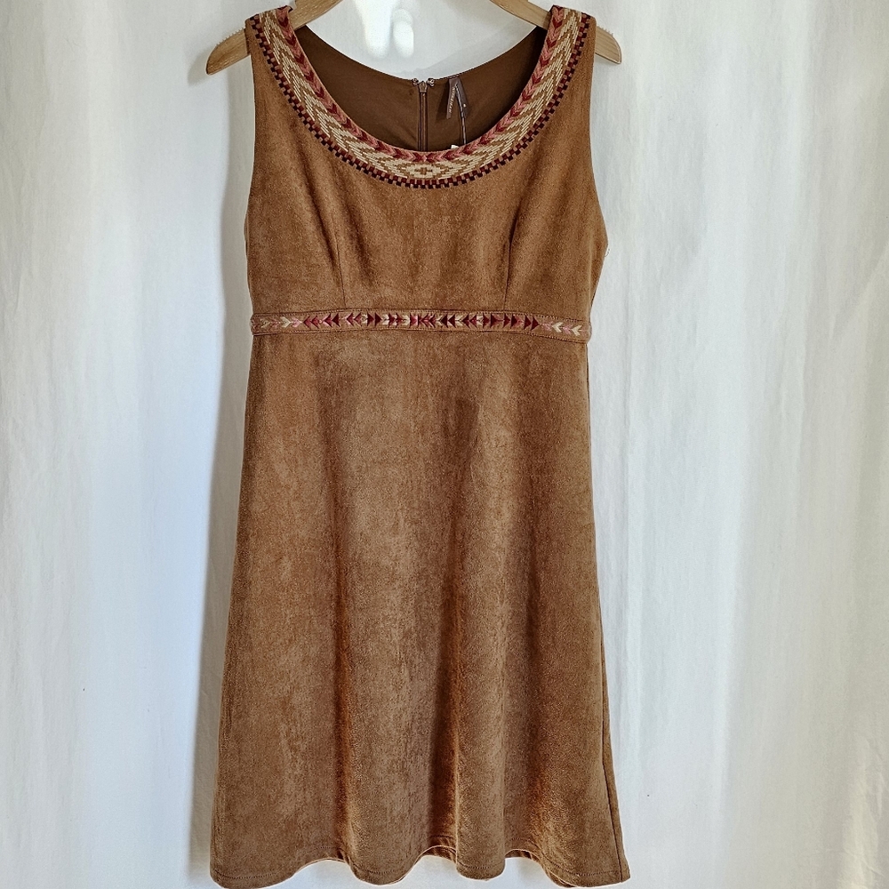 Stetson Tobacco Brown Sleeveless Faux Suede Mini Dress - Picture 4 of 16